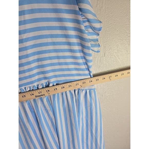 Preppy Babydoll Plus 4x Dress Striped Sky Blue Cottagecore Coquette Feminine - Picture 3 of 5